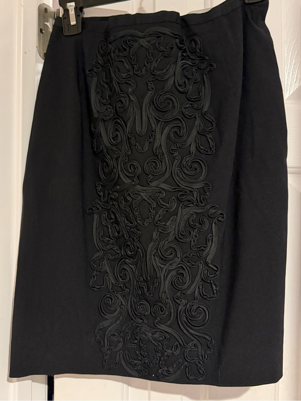 H&M Black Midi Dress with Intricate Appliquรฉ Panel